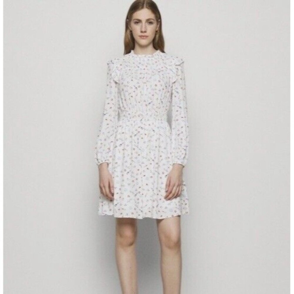 Maje Rustino Heart & Kisses Print Crepe De Chine Mini Dress